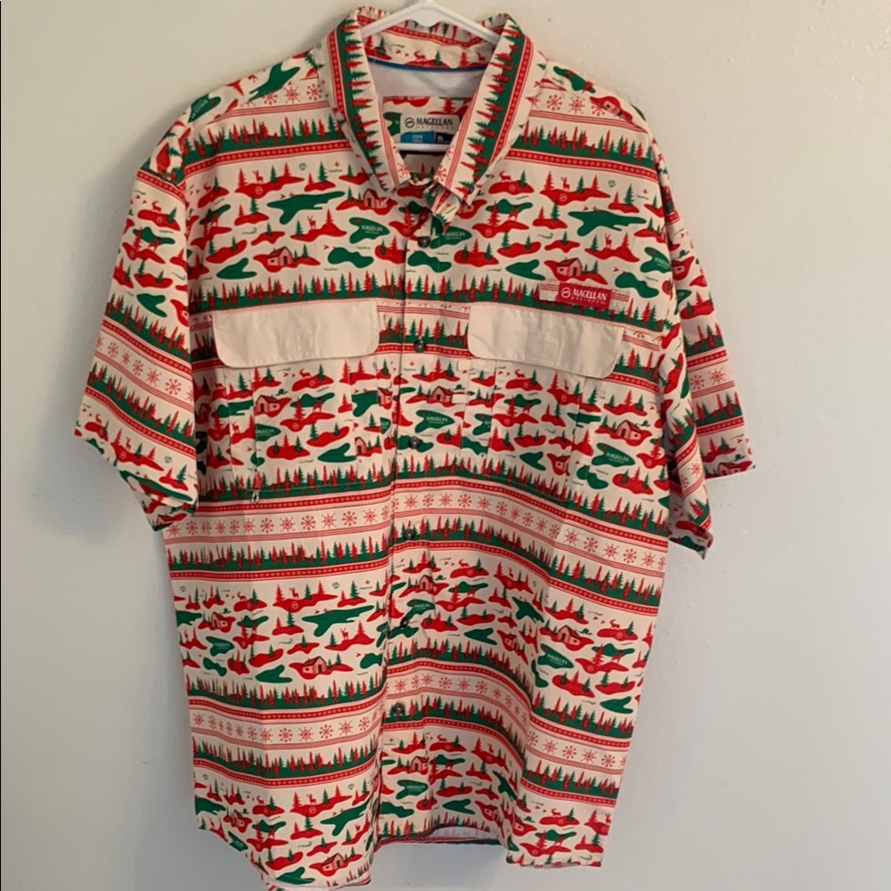 Discontinued Magellan Outdoors Fish Gear Button Up Shirt Relaxed Fit Size XL